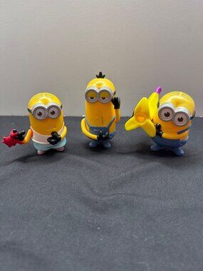 Minions McDonalds 2017 Happy Meal Toy Set Of 3 Figures Yellow/Blue Collectibles
